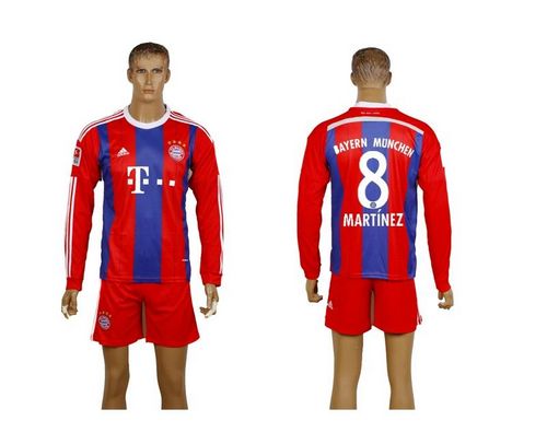 Bayern Munchen #8 Martinez Home Long Sleeves Soccer Club Jersey