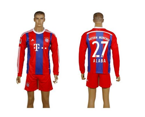Bayern Munchen #27 Alaba Home Long Sleeves Soccer Club Jersey