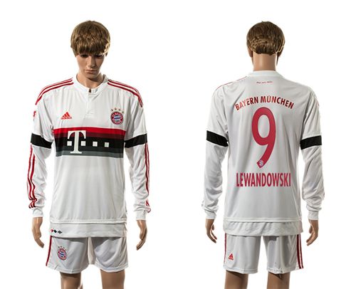 Bayern Munchen #9 Lewandowski Away Long Sleeves Soccer Club Jersey