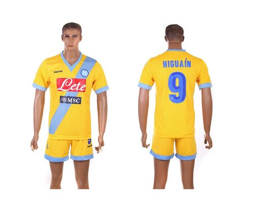 Naples #9 Higuain Yellow Away Soccer Club Jersey