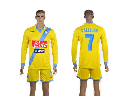 Naples #7 Callejon Yellow Away Long Sleeves Soccer Club Jersey