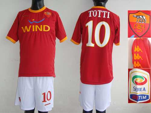 As Roma #10 Totti Red Home Soccer Club Jersey
