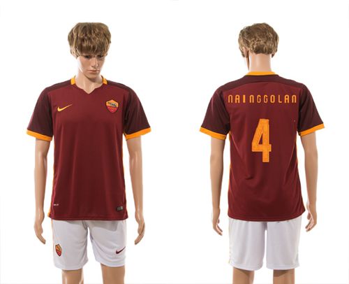Roma #4 Nainggolan Red Home Soccer Club Jersey