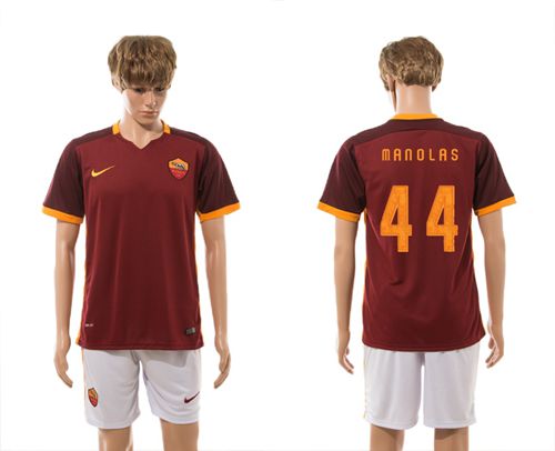 Roma #44 Manolas Red Home Soccer Club Jersey