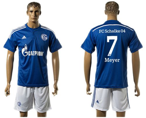 Schalke 04 #7 Meyer Blue Home Soccer Club Jersey