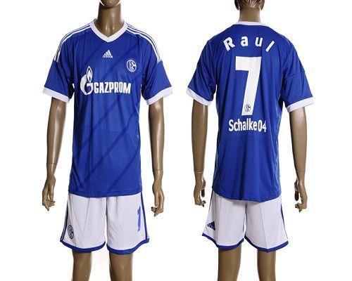 Schalke 04 #7 Raul 2012/2013 Blue Home Soccer Club Jersey