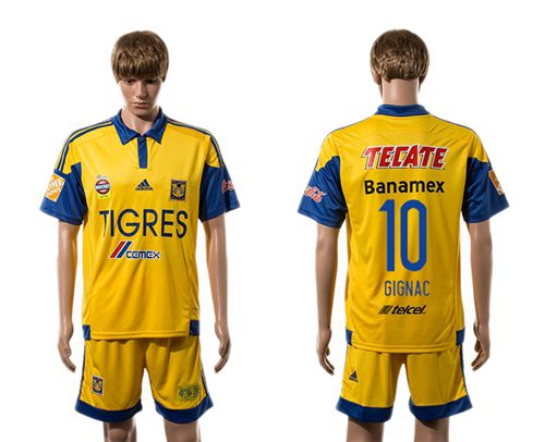 Tigres #10 Gignac Home Soccer Club Jersey