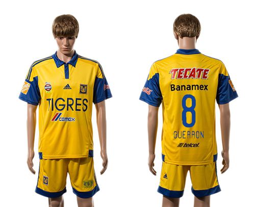 Tigres #8 Guerron Home Soccer Club Jersey