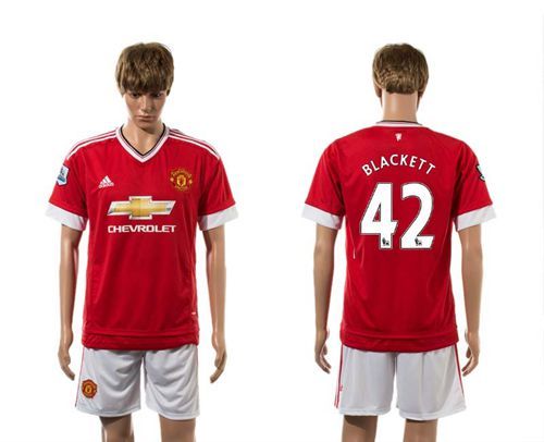 Manchester United #42 Blackett Red Home Soccer Club Jersey