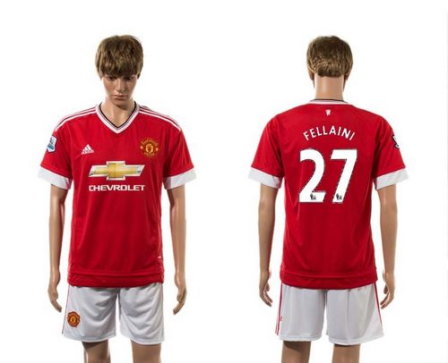 Manchester United #27 Fellaini Red Home Soccer Club Jersey