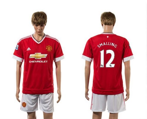 Manchester United #12 Smalling Red Home Soccer Club Jersey