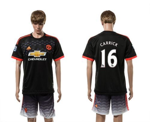 Manchester United #16 Carrick Black Soccer Club Jersey