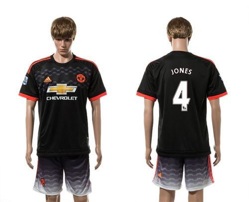 Manchester United #4 Jones Black Soccer Club Jersey