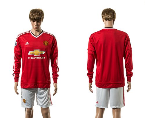 Manchester United Blank Red Home Long Sleeves Soccer Club Jersey