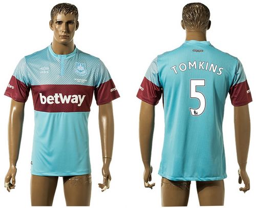 West Ham United #5 Tomkins Away Soccer Club Jersey