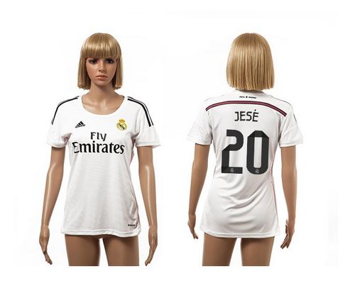 Women's Real Madrid #20 Jese Home Soccer Club Jersey