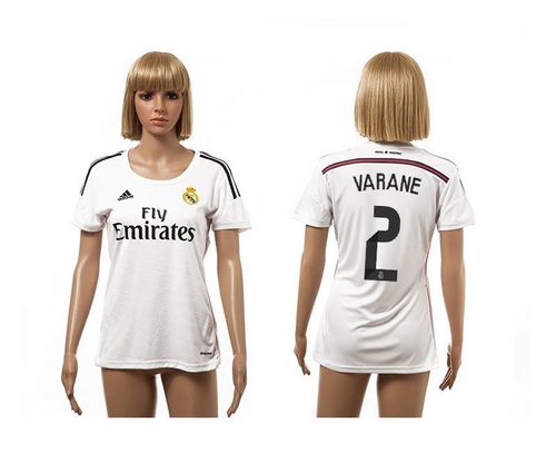 Women's Real Madrid #2 Varane Home Soccer Club Jersey