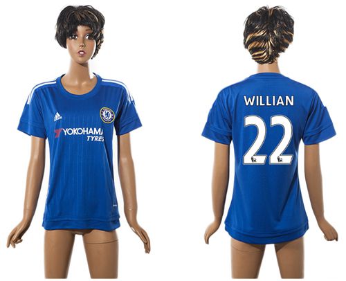 Women's Chelsea #22 Willian Home Soccer Club Jersey