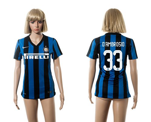 Women's Inter Milan #33 Dambrosio Home Soccer Club Jersey