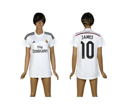 Women's Real Madrid #10 James Home Soccer Club Jersey