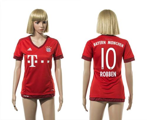 Women's Bayern Munchen #10 Robben Home Soccer Club Jersey