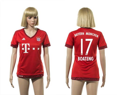 Women's Bayern Munchen #17 Boateng Home Soccer Club Jersey