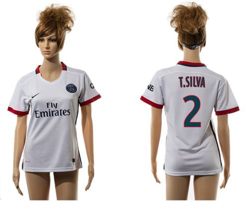 Women's Paris Saint Germain #2 T.Silva Away Soccer Club Jersey