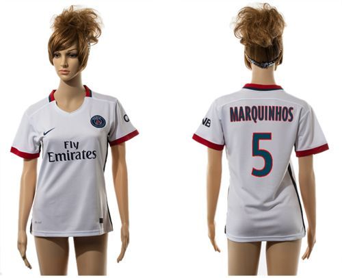 Women's Paris Saint Germain #5 Marquinhos Away Soccer Club Jersey