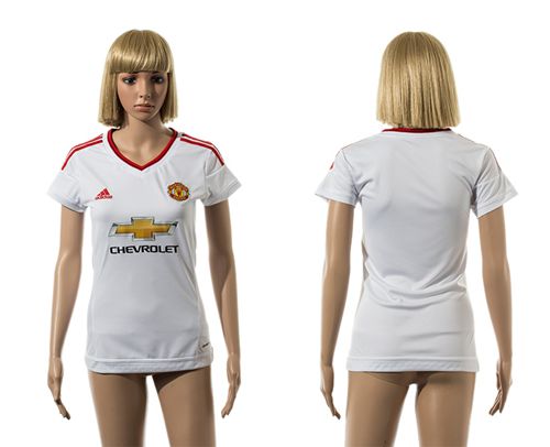 Women's Manchester United Blank White Away Soccer Club Jersey