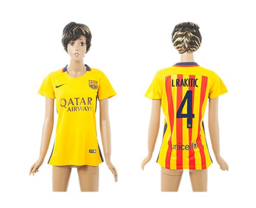 Women's Barcelona #4 I.Rakitic Away Soccer Club Jersey