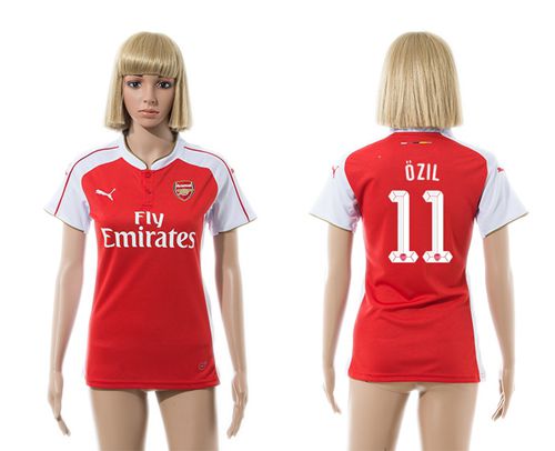 Women's Arsenal #11 Ozil UEFA Champions Home Soccer Club Jersey