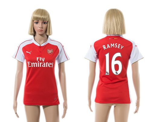 Women's Arsenal #16 Ramsey Home Soccer Club Jersey