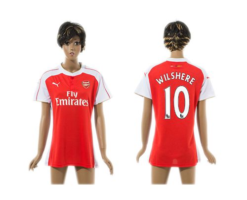 Women's Arsenal #10 Wilshere Home Soccer Club Jersey