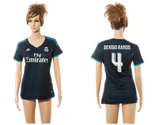 Women's Real Madrid #4 Sergio Ramos Sec Away Soccer Club Jersey