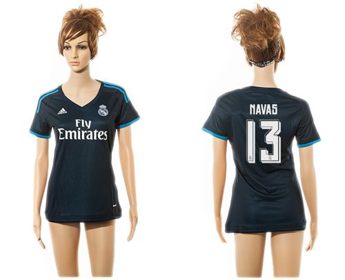 Women's Real Madrid #13 Navas Sec Away Soccer Club Jersey