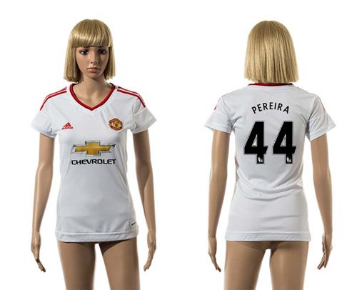 Women's Manchester United #44 Pereira White Away Soccer Club Jersey