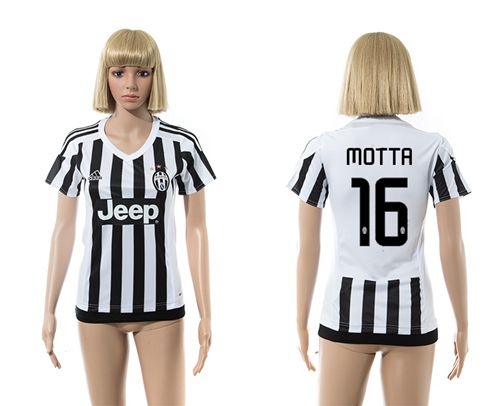 Women's Juventus #16 Motta Home Soccer Club Jersey