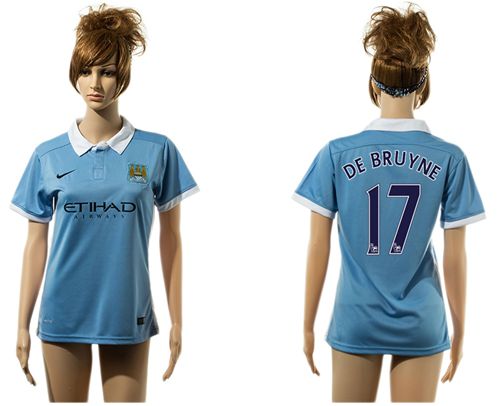 Women's Manchester City #17 De Bruyne Home Soccer Club Jersey