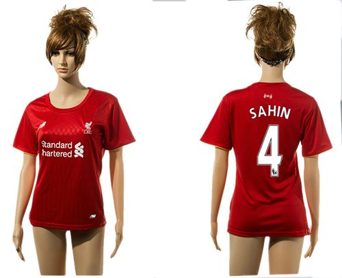 Women's Liverpool #4 Sahin Red Home Soccer Club Jersey