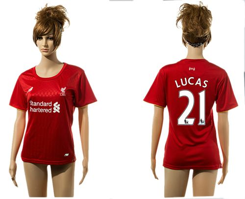 Women's Liverpool #21 Lucas Red Home Soccer Club Jersey