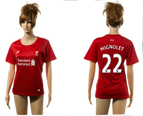 Women's Liverpool #22 Mignolet Red Home Soccer Club Jersey