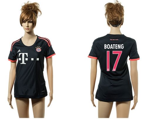 Women's Bayern Munchen #17 Boateng Black Away Soccer Club Jersey