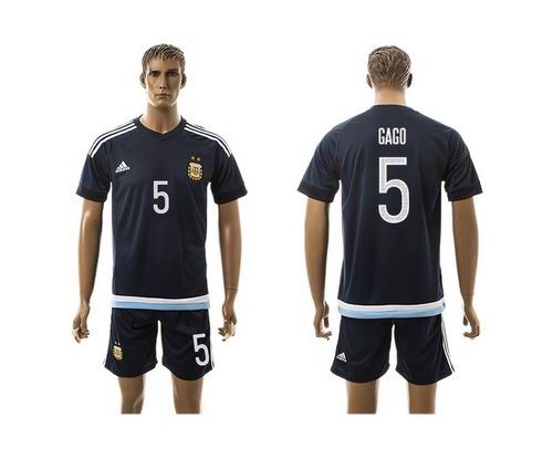 Argentina #5 Gago Away Soccer Country Jersey