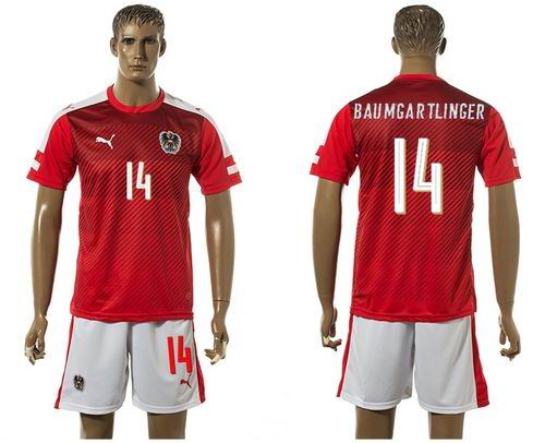 Austria #14 Baumgartlinger Red Home Soccer Country Jersey