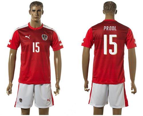 Austria #15 Prodl Red Home Soccer Country Jersey