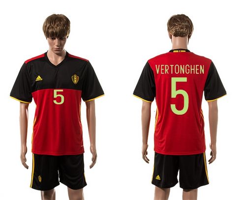 Belgium #5 Vertonghen Red Home Soccer Country Jersey