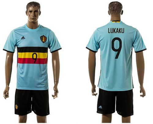 Belgium #9 Lukaku Away Soccer Country Jersey