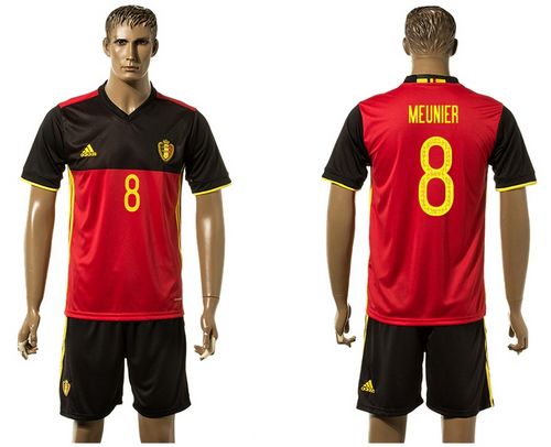 Belgium #8 Meunier Red Home Soccer Country Jersey