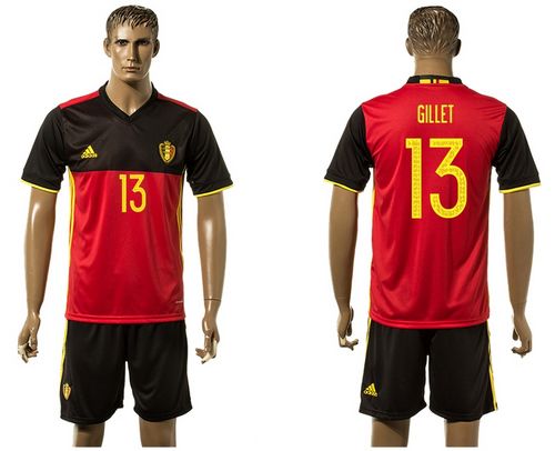 Belgium #13 Gillet Red Home Soccer Country Jersey