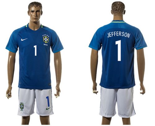 Brazil #1 Jefferson Away Soccer Country Jersey